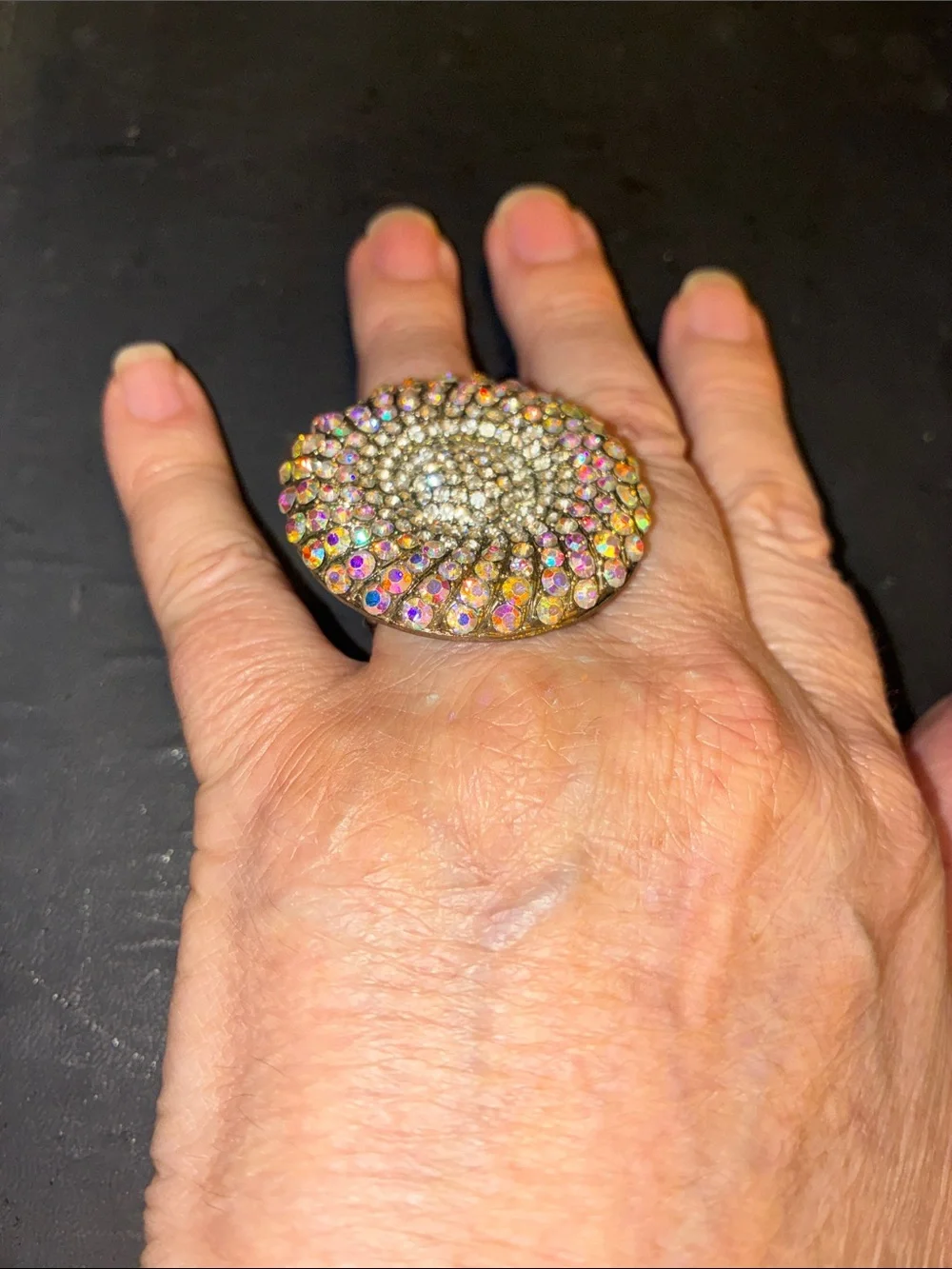 Aurora-Inspired Multicolor Crystal Cocktail Stretch Ring